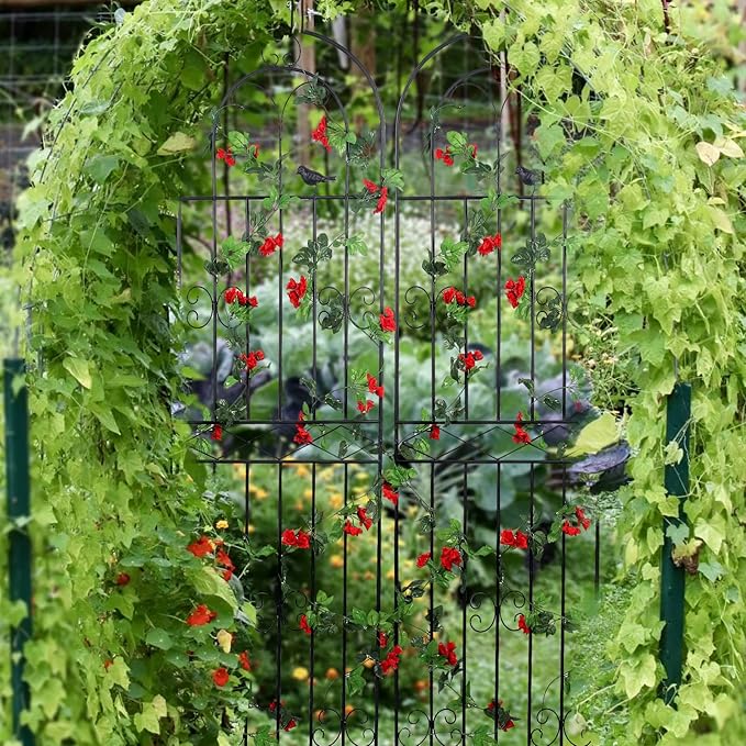 2 Pack 70.8" H x 19.7" W Metal Garden Trellis with Black Coating, Wire Lattice Grid Panel for Climbing Plants Outdoor Roses Vine Cucumbers Vegetables Flower Support