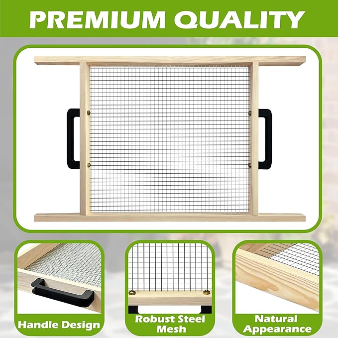 Montex Soil Sifter Large, Garden Rock Sifter, Garden Sifter for Sifting Soil, Worm, Leaves, Loam Soil, Sand and Gravel, Suitable for Wheelbarrow and Handheld