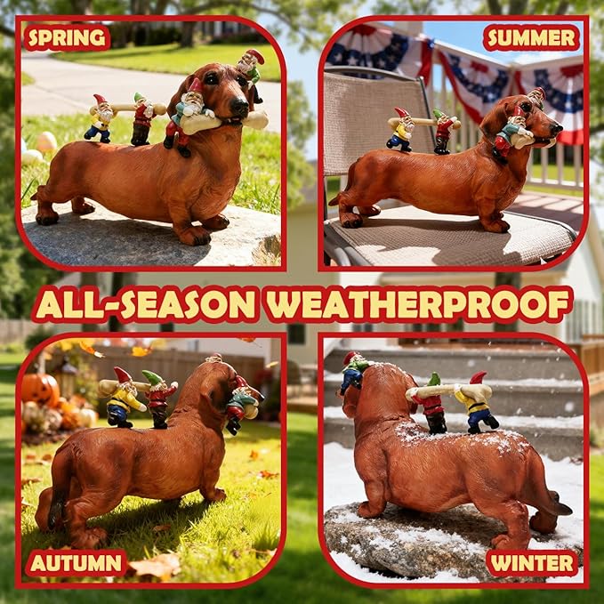 Sunthus Dachshund Garden Gnomes Statues Outdoor Funny Decorations Yard Weiner Decor