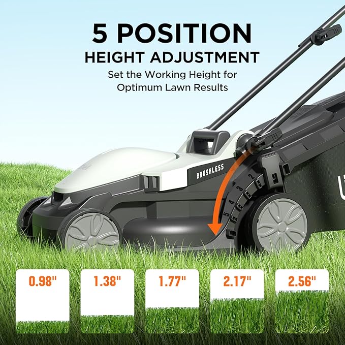 Litheli Electric Lawn Mower Cordless,Grass Cutter Machine for 1600 Sq.Ft.Lawnmower with Brushless Motor,13 In Cutting Width,8 Gallon Capacity,Cutting Height from 1 to 2.5 In, Includes 1 4.0 Ah Battery