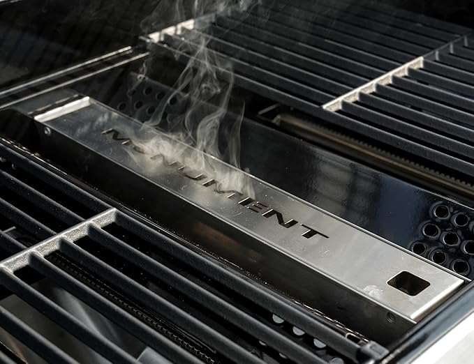 Monument Grills Larger 4-Burner Propane Gas Grills Stainless Steel Cabinet Style with Infrared Side Sear Burners & Side Burners with Smoke Box(2 items)