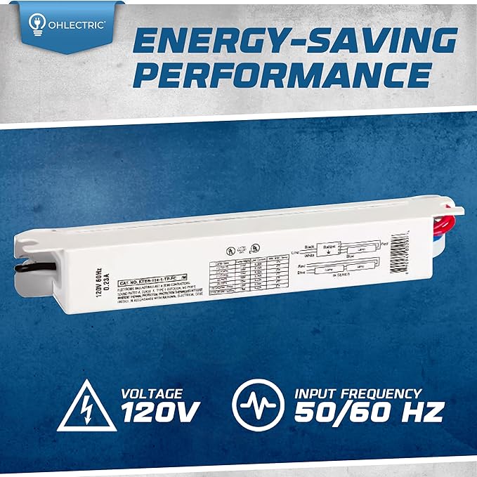 OHLECTRIC Replacement for Keystone KTEB-114-1-TP-FC-MB 1 Lamp T5 Electronic Fluorescent Ballast | 14 Watt, 120V Input with Rapid Start | Finger Case with Mounting Bracket, UL Listed