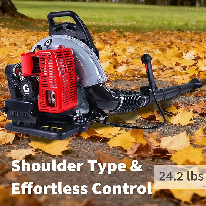66CC Backpack Blower, 4-HP 2-Cycle Gas Leaf Blower with 880 CFM & 320 MPH, Backpack Leaf Blower, Powerful Clearing Performance for Wet Leaf & Debris Clean & Snow Removal