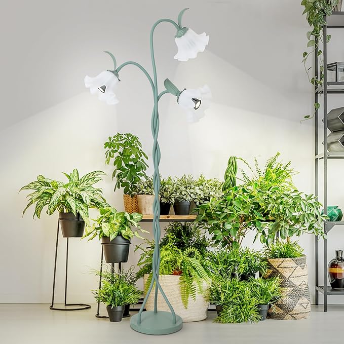 HMVPL Grow Lights for Indoor Plants, Full Spectrum Plant Lights for Indoor Growing with 3 7W Grow Light Bulbs, Foot Switch, Standing Tall Growth Lamp with Flexible Gooseneck for Middle Small Plants