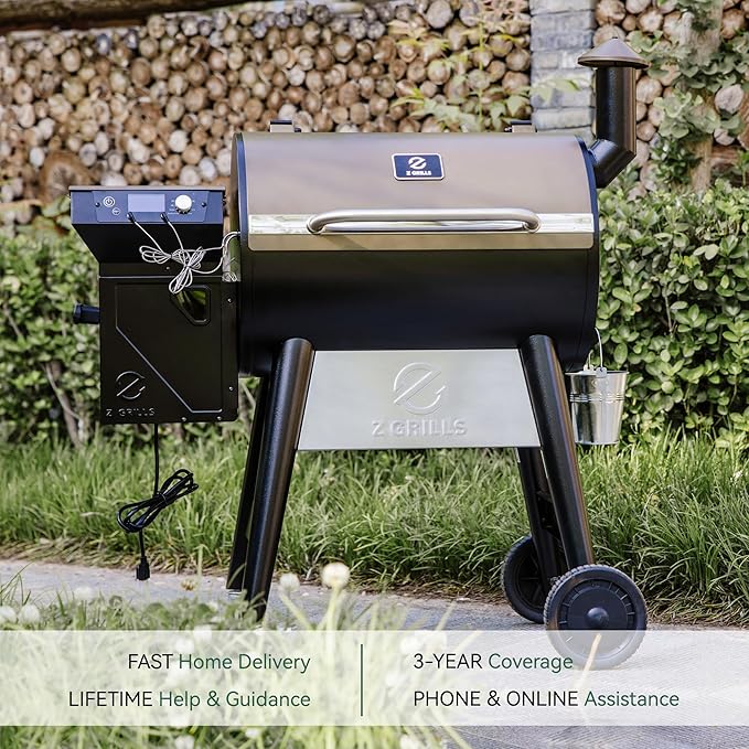 Z GRILLS Wood Pellet Grill Smoker with PID 2.1 Controller, 697 Cooking Area, Meat Probes, Rain Cover for Outdoor BBQ, 7002C