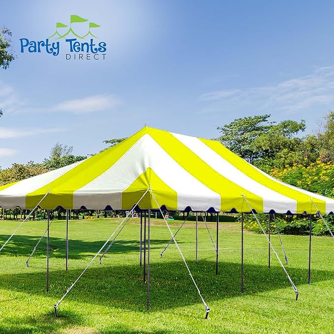 Party Tents Direct 20'x 30' Weekender Canopy Pole Tent with Sidewalls - Easy Up Canopy Tent with 120 Person Capacity - Outdoor Canopies for Parties, Weddings, and Events (Yellow/White)