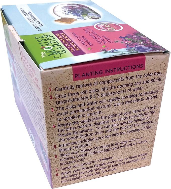 Mini Office Flower Glass Terrarium Starter Kit with Complete Supplies - The Flowering Mouse Tiny Garden - Easy to Maintain IndoorPlants - Perfect for The Office Or Home Tabletop