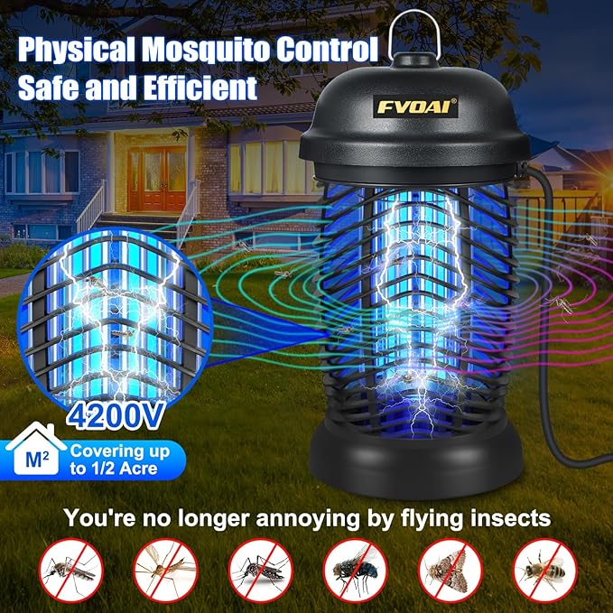 Bug Zapper Outdoor, Mosquito Zapper, Fly Zapper, Electric Fly Traps, Mosquito Killer for Home, Patio, Backyard