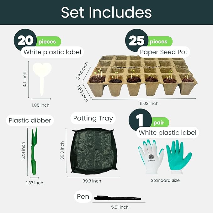 Seed Starter Peat Pots for Seedlings 300 pcs Biodegradable Seed Starter Pots