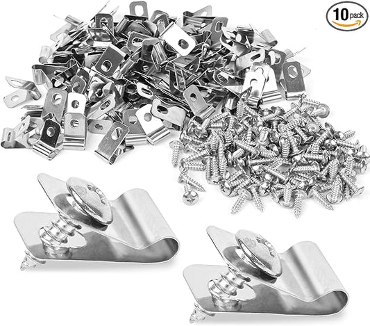 220 Pcs Fence Wire Clamps Stainless Steel Fencing Mounting Clips with 220 Pcs Stainless Steel Screws for 12-16 Gauge Welded Wire to Wood, Metal or Vinyl Fence(X220 Kit)