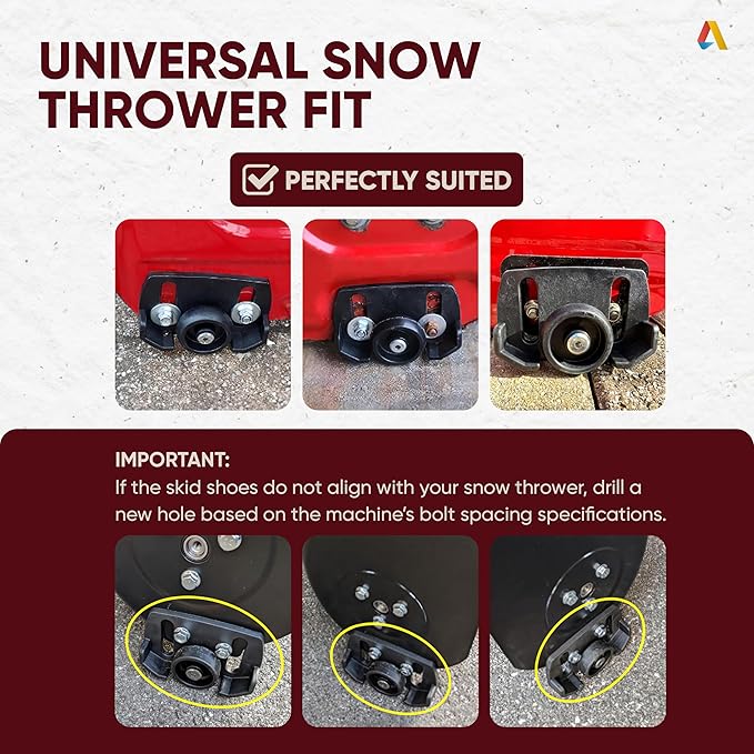 Canamax 490-241-0038 Universal Rolling Skid Shoes Set for Snowblower - Fit Most 2-Stage and 3-Stage Snow Thrower - Compatible with Craftsman MTD Arnold Troy-Bilt Cub Cadet Yard-Man Ariens and More