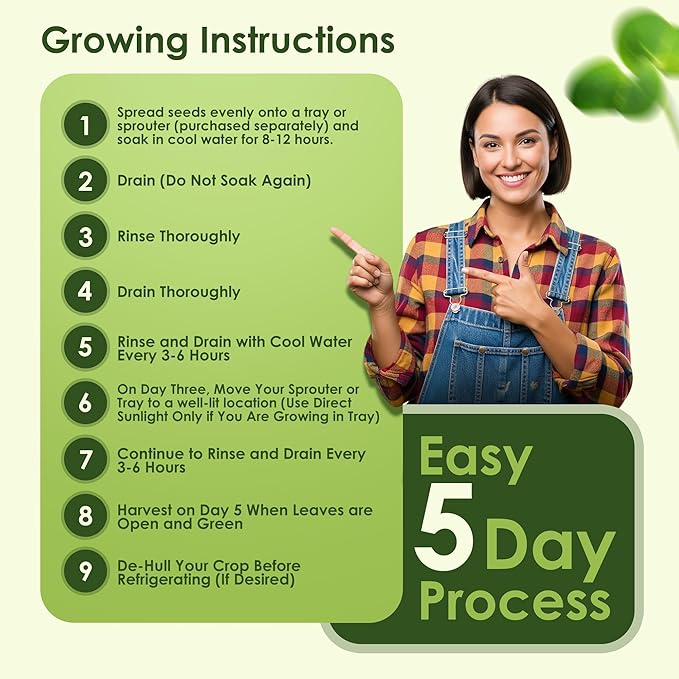 Nature Jims Sprouts Organic Broccoli Seeds for Sprouting – Certified Non-GMO, Rich in Sulforaphane, Swift-Growing Microgreen Seeds for Nutritious Broccoli Sprouts – Ideal for Indoor/Outdoor Use – 8oz