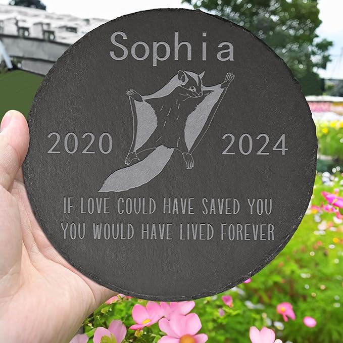 Flying Squirrel Memorial Stone Flying Squirrel Garden Statue - Flying Squirrel Memorial Gifts - Flying Squirrel Tombstone - Flying Squirrel Loss Gift - Loss of Pet Flying Squirrel - Round