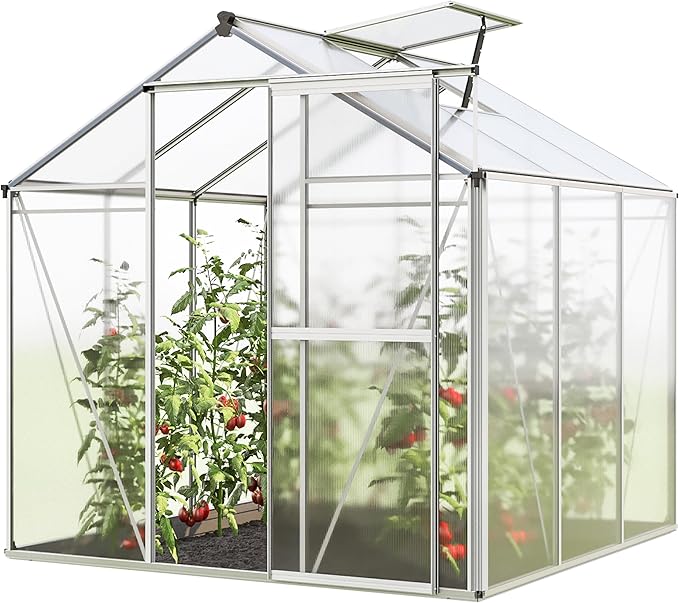 Greenhouse Jasmin 3 Aluminum Frame - 6.3 x 6.3 ft Approx. 6 mm Polycarbonate Panels