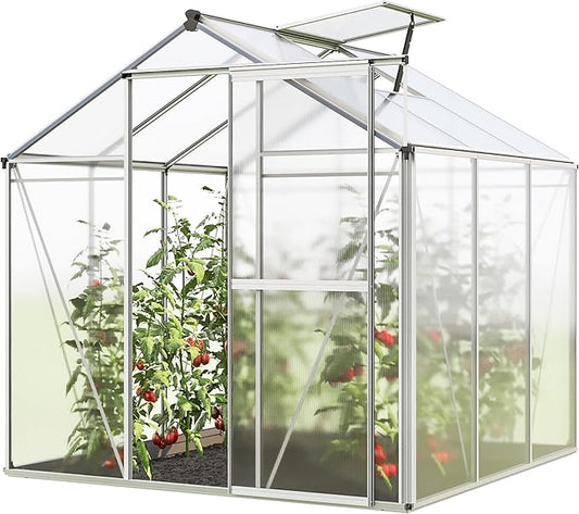 Greenhouse Jasmin 3 Aluminum Frame - 6.3 x 6.3 ft Approx. 6 mm Polycarbonate Panels