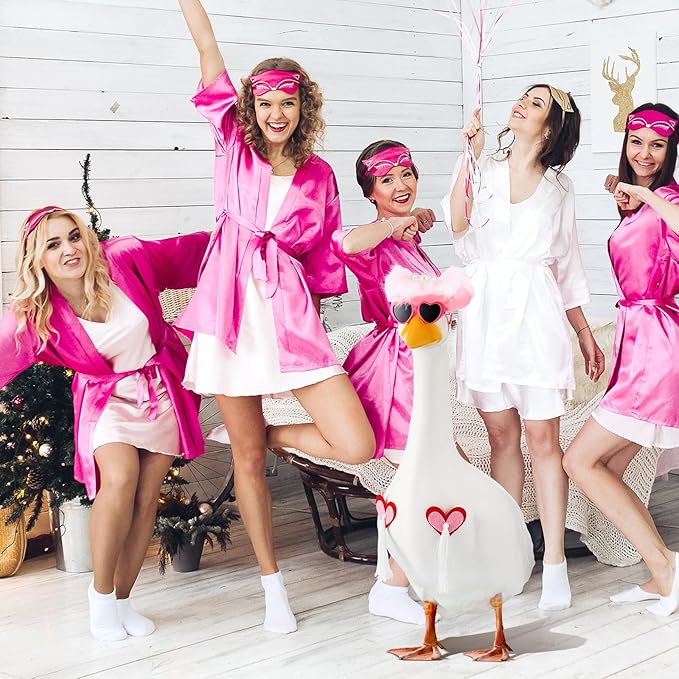 Outus Halloween Sexy Cowgirl Goose Outfits Funny Pink Cowboy Porch Goose Outfit 23 Inch Cowgirl Lawn Geese Cloth for Halloween Valentines Bachelorette Party Yard Garden Outdoor Decor