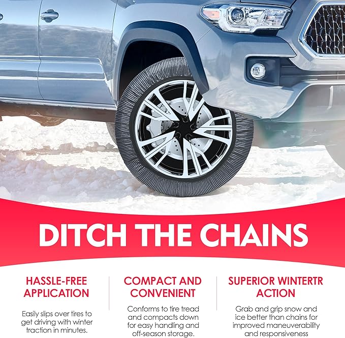 K-Musculo Snow Socks for Tires, Snow Socks Snow for Car SUV Pickup Easy to Use, Ultimate Grip, Washable.100 KM Safely In The Snow, EU EN-16662-1 Certififed(2 PACKS)-M