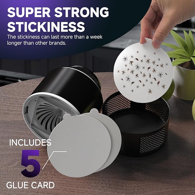 Fruit Fly Traps for Indoors, 2 in 1 Fruit Fly Trap for Home, Gnat Traps for House Indoor Bug Zapper Flying Insect Trap for Plants Moths Mosquitoes (Black)