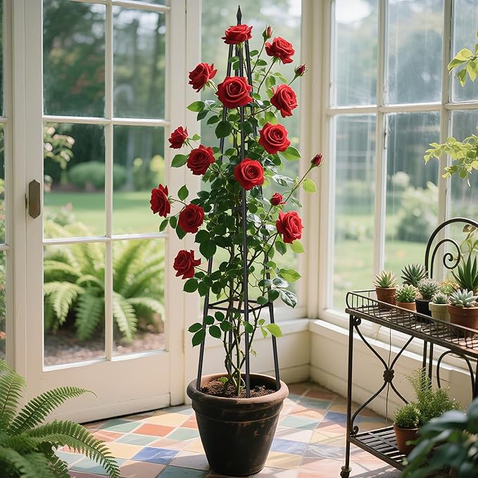 5.2Ft obelisk trellis for Climbing Plants outdoor,5.2Ft garden trellis with Extra Thickened Plastic-Coated metal pipes, Garden Indoor Potted Plant Support,Climbing Support for Potted Plant