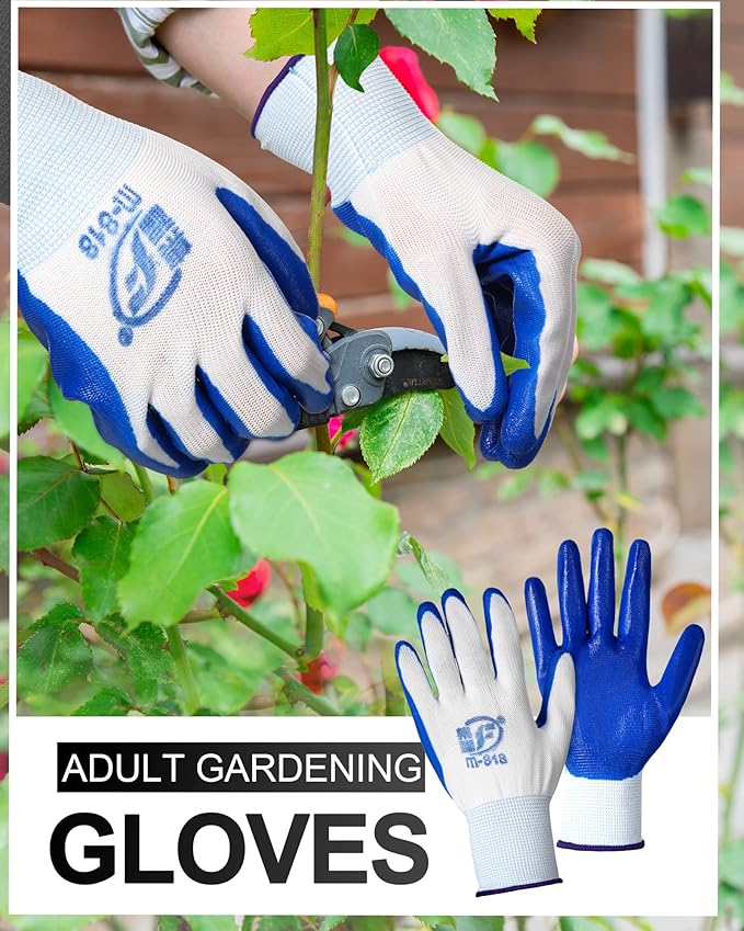 Nuogo 48 Pairs Gardening Gloves for Men Women Rubber Coated Safety Work Gloves Bulk for Gardening Construction Work