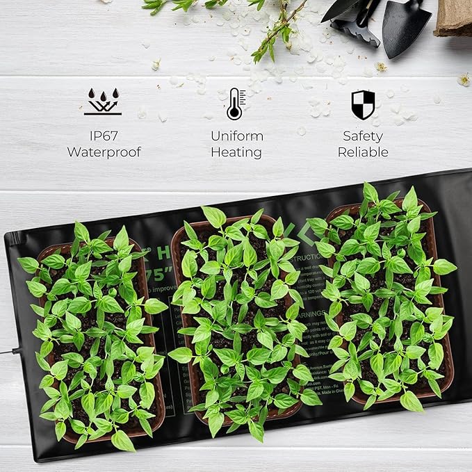 BN-LINK Seedling Heat Mat Warm Hydroponic Heating Pad Waterproof 10" x 20.75" - 2 Pack for Seed Starting Greenhouse and Germination