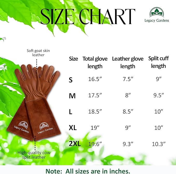 Leather Gardening Gloves for Women & Men, Long Garden Gloves, Cowhide Gauntlet Rose Pruning Thorn Resistant, Forearm Protection, XL, Brown