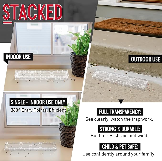 Qualirey 8 Set Ant Bait Stations Reusable (Bait NOT Included), Multi Surface Ant Killer Trap for Home, Control for Indoor and Outdoor Use, Roach Station for Common Household (Large)