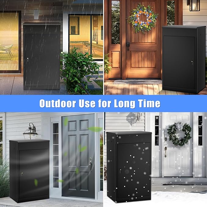 Package Delivery Boxes for Outside, Large Parcel Drop Boxes with Coded Lock, Waterproof Anti-Theft Mailbox with Floor Spikes, Heavy-Duty Steel Secure Package Delivery Box for Porch Yard Home Office