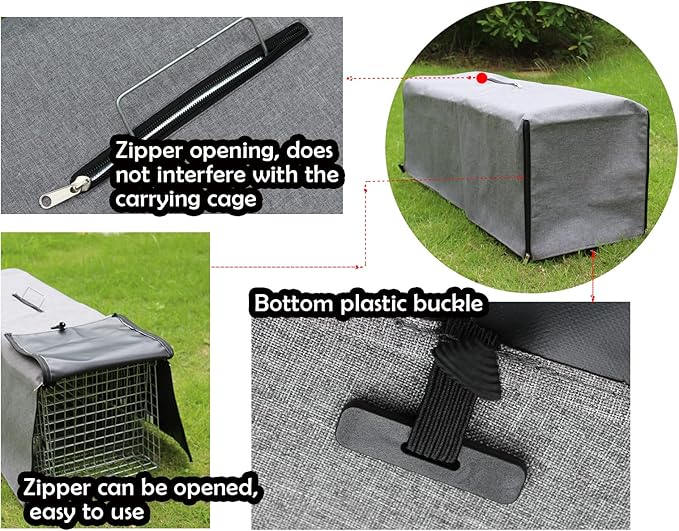 Deblue Trap Cage Cover, Live Animal Trap Cage Cover, Stray Cat Trap Cover Fits for 1-Door Humane Trap 32 x 10 x 12 Inches - (Only Cover)