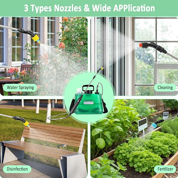 Battery Powered Sprayer, 1.35 Gallon Electric Sprayers in Lawn and Garden Sprayer Pump Outdoor Battery Operated for Lawn & Garden