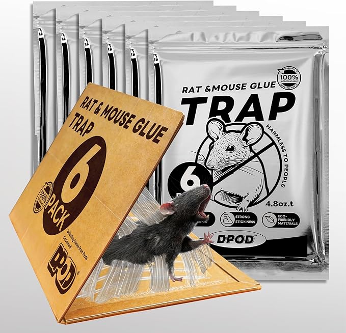 Glue Mouse Traps Indoor for Home 6 Pack, Large Sticky Mouse Traps for Inside House, Pre-Baited Adhesive Non-Toxic Glue Traps for Mice Rats, Snakes, Lizard, Insect(13.5" x 8.5")