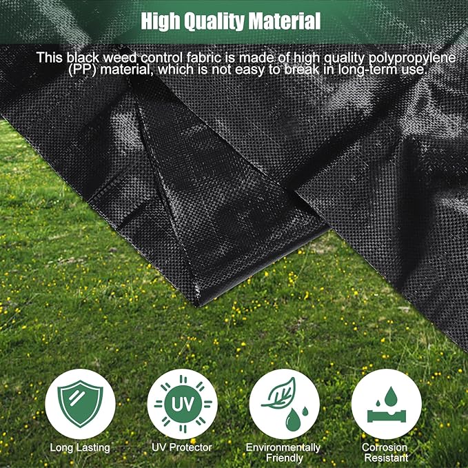 4 x 100FT Garden Weed Barrier Landscape Fabric Heavy Duty Weed Fabric Barrier Premium Garden Ground Cover Weed Control Mat with 30 U-Shaped Securing Pegs for Garden Farming Ground (4 x 50FT 2 Pack)