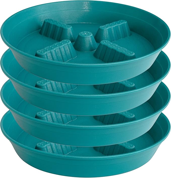 4 Pack Plant Saucer 8 inch, 10 12 14 17 inch, Plant Stand Plastic Plant Saucers for Indoors Outdoor, Heavy Duty Flower Planter Drip Trays for Pots, Pot Saucers for Plants, Grow Bags Saucers