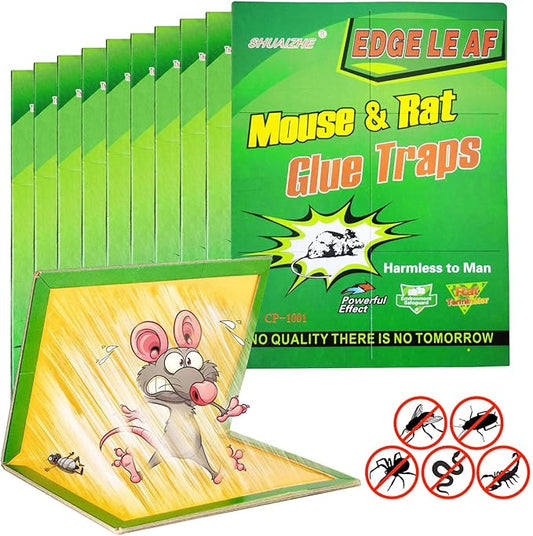 10 Pack Large Mouse Glue Traps with Enhanced Stickiness Glue Traps for Rat, Rodent and Household Traps Sticky Pad Board for House Indoor