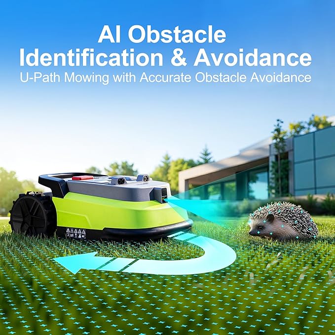 Robot Lawn Mower, RTK+AI Vision Robot Mower for Accurate Navigation & Obstacle Avoidance, No Perimeter Wire, Smart APP Control, Automatic Grass Cutting for Large Lawns, 55% Slopes, 52dB Quiet