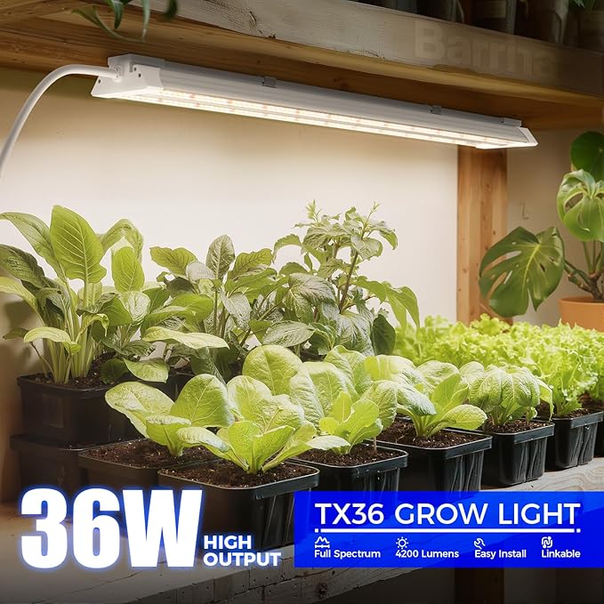 Barrina TX36 2FT Grow Light for Indoor Plants, 36W(200W Equivalent), High PPFD, Full Spectrum, Hanging Plant Lights for Indoor Growing, Seedlings, Vegetables, with On/Off Switch, Linkable, 1 Pack