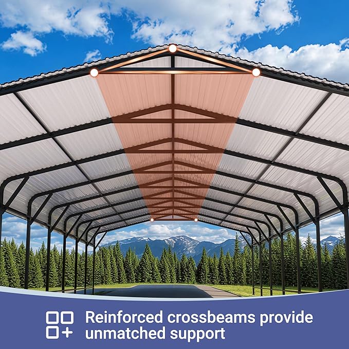 Polar Aurora 20x40 FT Metal Carport with Heavy Duty Carport Canopy, Car Port with Reinforced Base and Upgraded Support Framework, Car Garage Shelter for 2 Car, Boats and Truck