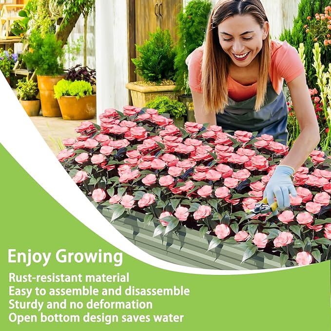 Aoodor 4 x 2 x 1 ft Raised Garden Bed for Patio Garden Lawn, Bed Only, Set of 2