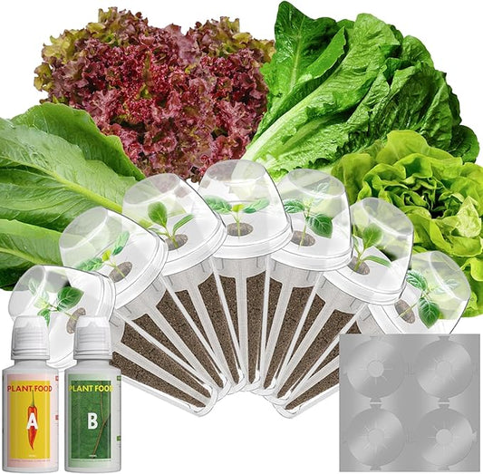 LYKOCLEAN Red Romaine Lettuce Seed Pods for AeroGarden, Ahopegarden, iDOO Hydroponics Growing System Indoor Herb Garden, 400+ Seeds(7-Pods)