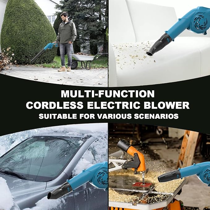 Cordless Leaf Blower, 320 CFM 180 MPH 3 Speed Lightweight mini Electric Cordless Blower with 2 X 3.0Ah Battery and Charger for Yard Cleaning Lawn Care Snow Blowing