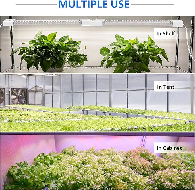 LED Grow Lights 16W Full Spectrum Integrated Growing Lamp Lighting Fixtures with High PPFD for Greenhouse Hydroponic Indoor Plant Seedling Veg and Flower