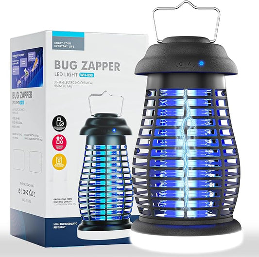 Bug Zapper Outdoor & Indoor, Mosquito Repellent Outdoor Patio, Portable & Rechargeable Fly Trap, IP67 Waterproof, Mosquito Repellent for Patio,Lawn & Garden, Camping, Kitchen, Home