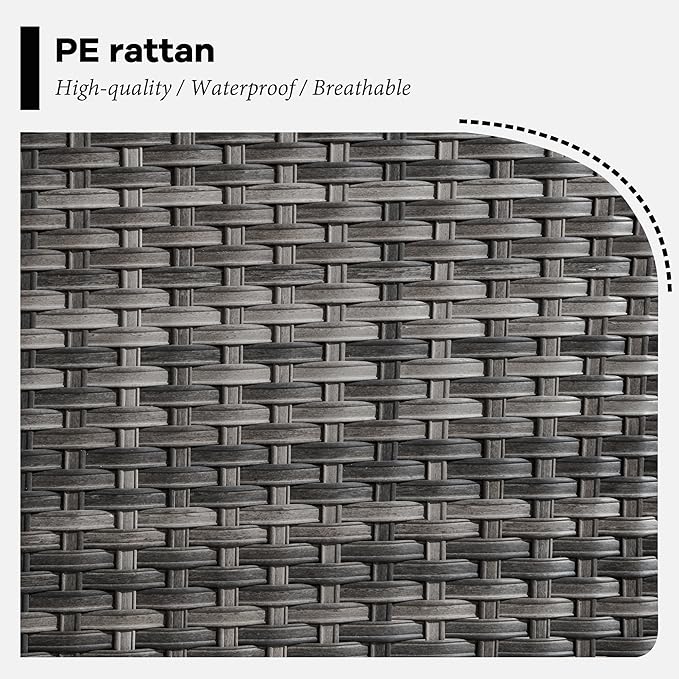 HOOOWOOO 8 Piece Patio Sectional Furniture Set with Fire Pit Table,Modern Wicker Outdoor Conversation Sofa Sets,Weather Resistant Modular L Shaped Outside Couch Set(Light Grey)