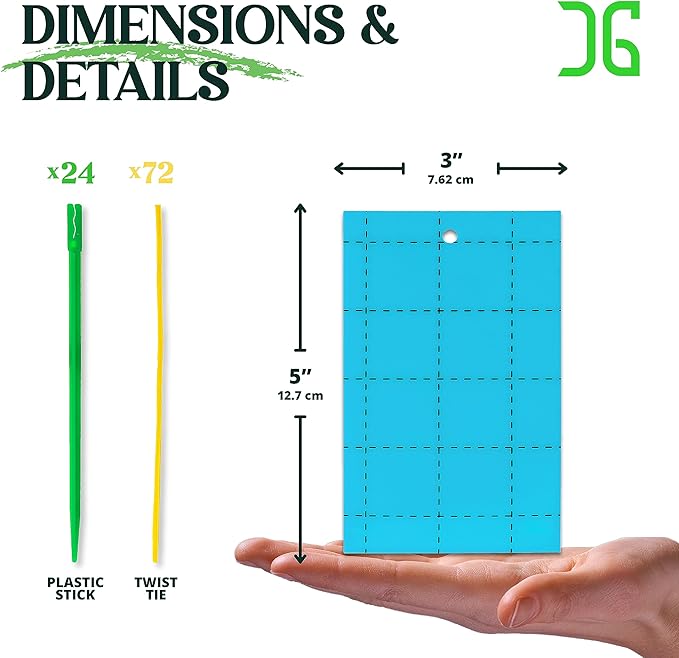 Catchmaster GRO Blue Regular Double Sided Sticky Traps 72PK, Adhesive Bug & Fruit Fly Trap, Pest Control for Home, Farm, Garden, Hydroponics & Greenhouse, Protect Live Plants Indoor & Outdoor