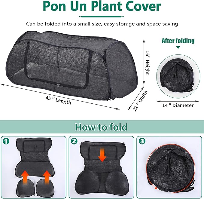 Garden Cover for Raised Flower beds, Plant Protection Hoods and Garden mesh Tents - 70% Sun-Blocking Shade Cloth with Metal pegs and Roll-up Zipper Door,safeguarding Plants from Birds