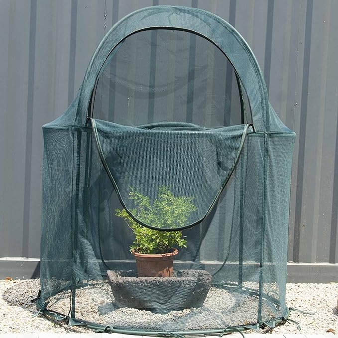 Round 4'x4' Large Plant Mesh Cover 4.9FT Tall Crop Netting Cage Pest Guard Cover for Vegetables Fruits Durable Plant Gardening Net