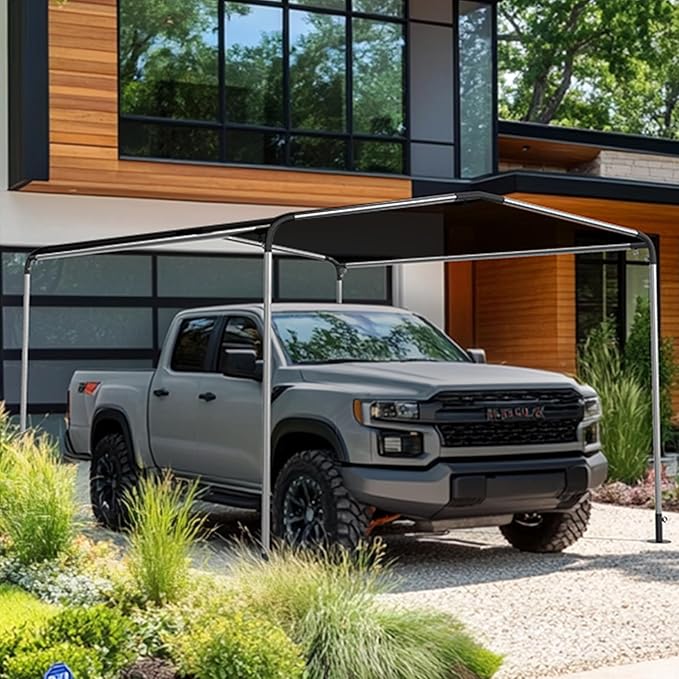 1 3/8'' Canopy Fittings for 4 Leg Carport Frame Parts, Black Canopy Pipe Fittings with Eye Bolts, Carport Frame Kit Low Peak Connectors with 156 Degree Angle(10Pcs)