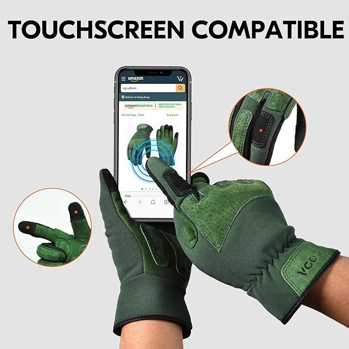 Vgo... Garden Gloves for Women,Puncture-proof,Thornproof,Women's Safety Work Gloves for Weeding, Digging, Raking, Pruning and Planting,Touchscreen,Synthetic Leather(XL, Green, SL7471)