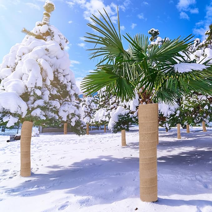 ANPHSIN 4 Rolls Natural Burlap Tree Wraps - 4.7in x 16.4ft Burlap Tree Protector Wraps, Burlap Rolls Trunk Guard for Gardening Tree, Antifreeze Plant Bandage to Keep Warm