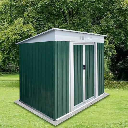 Ball & Cast 6x4FT Outdoor Storage Shed with Sloped Roof,Heavy Duty Metal Sheds with Sliding & Lockable Doors,Waterproof Tool Sheds for Garden,Backyard,Lawn,Easy to Assemble,Green